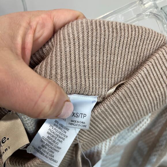 Elie Tahari XS Knit Lounge Pants Neutral Birdseye Plaid Wide Leg Soft Comfy Chic - Picture 10 of 11